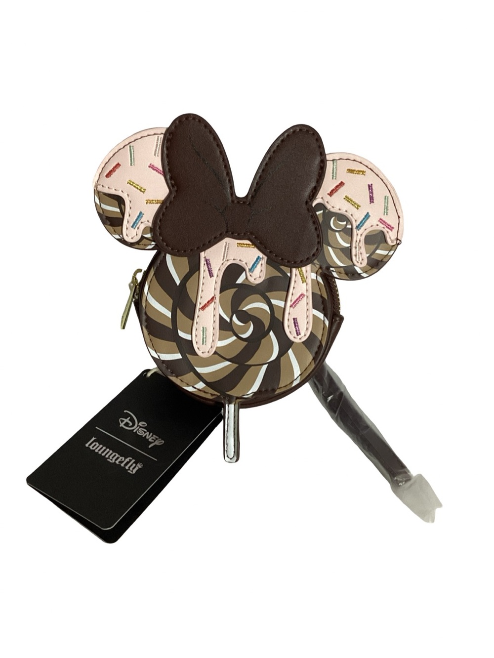 Loungefly Disney Minnie Mouse Chocolate Sprinkles Lollipop Coin Bag Wristlet NEW